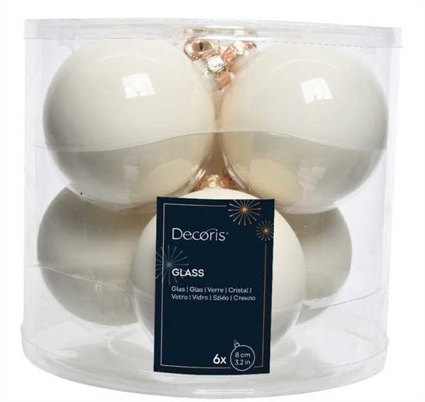 BOX 6 PALLINE NATALE VETRO MIX D.8CM WOOL WHITE