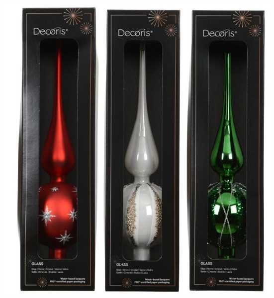 PUNTALE VETRO VERDE/BIANCO/ROSSO ASS. D.8XH.31CM