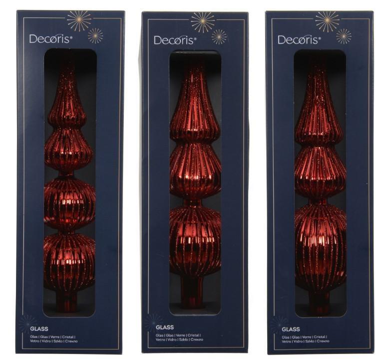 PUNTALE VETRO 3ASS. CHRISTMAS RED D.7.2XH.31CM