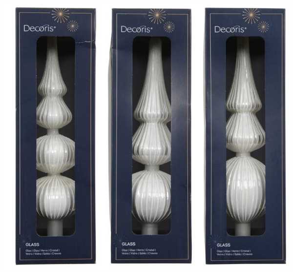 PUNTALE VETRO 3ASS. WINTER WHITE D.7.2XH.31CM