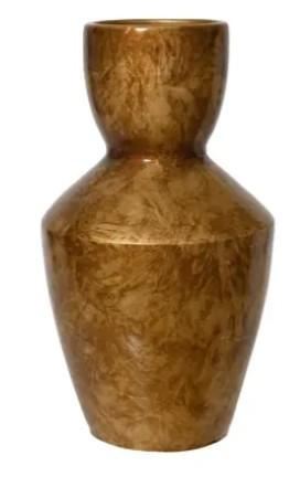 VASO IN TERRACOTTA SMALTATO ORO D.19XH.30CM
