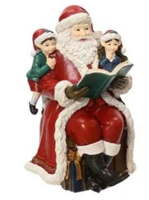 BABBO NATALE IN POLIRESINA C/LIBRO 11.8X13.3XH.18CM