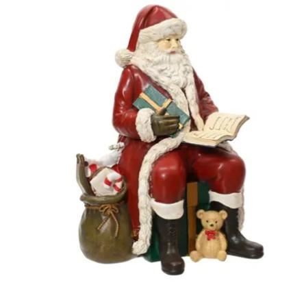 BABBO NATALE SEDUTO IN POLIRESINA C/REGALI 12.6X11.7XH.18CM