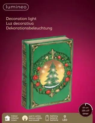 LAMPADA LIBRO VERDE LED L.CALDA IN POLIRESINA 6.5X16.5XH.22C