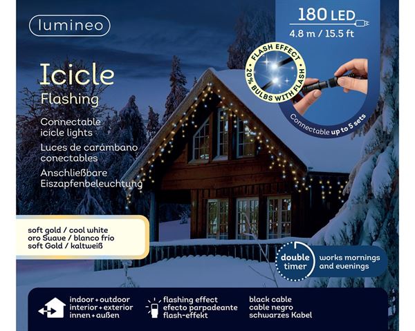 TENDA LED PVC FLASH SOFT-GOLD/COOL-WHITE F.NERO  480XH.52CM