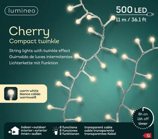 CATENA PVC 500LED BIANCO CALDO CHERRY F.TRASP.11MT.