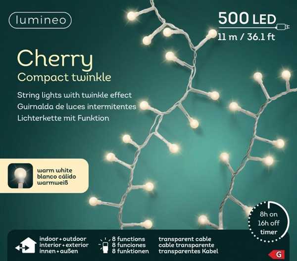 CATENA PVC 500LED BIANCO CALDO CHERRY F.TRASP.11MT.