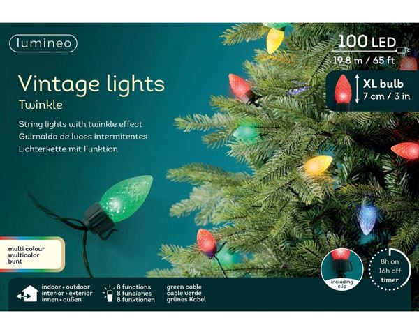 CATENA PVC 100LED VINTAGE MULTICOLOR  F.VERDE  19,80MT.