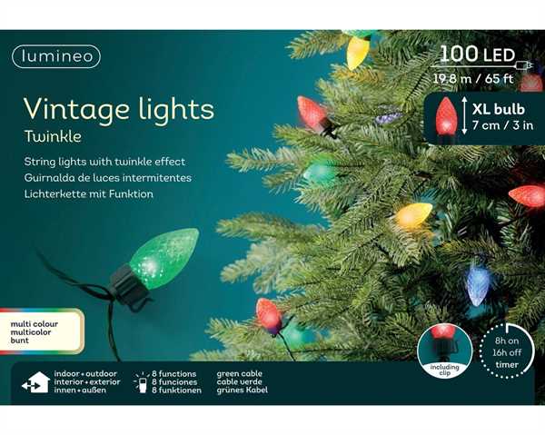 CATENA PVC 100LED VINTAGE MULTICOLOR  F.VERDE  19,80MT.