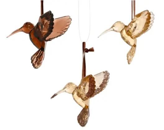 PENDENTE COLIBRÌ POLISTIRENE MARR. C/GLITTER 3ASS 9.5X7XH9CM