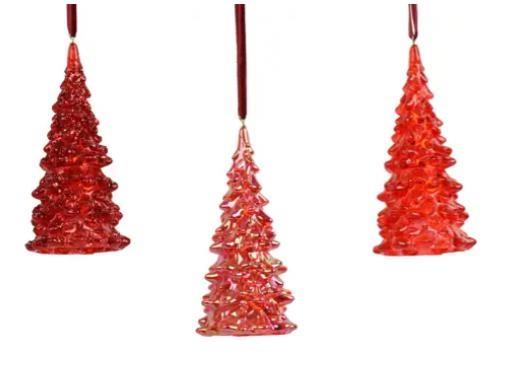 PENDENTE ALBERO C/GLITTER 3ASS ROSSO D.5.5XH.12CM