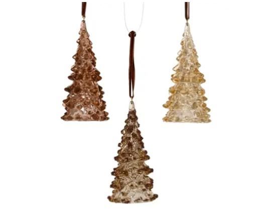PENDENTE ALBERO C/GLITTER 3ASS MARRONE D.5.5XH.12CM