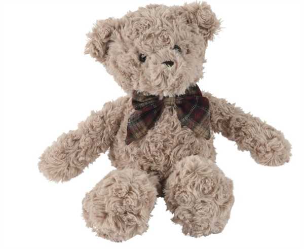 ORSO PELUCHE MARRONE FIOCCO A QUADRI 25X15XH.30CM