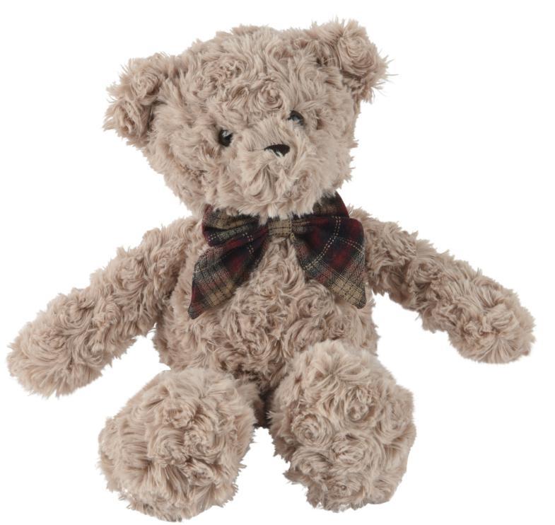 ORSO PELUCHE MARRONE FIOCCO A QUADRI 20X12XH.26CM