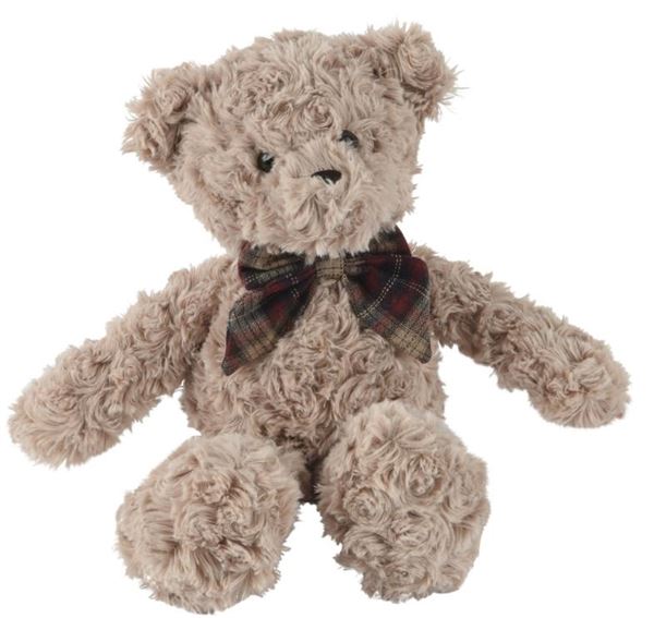 ORSO PELUCHE MARRONE FIOCCO A QUADRI 20X12XH.26CM