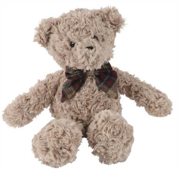 ORSO PELUCHE MARRONE FIOCCO A QUADRI 20X12XH.26CM