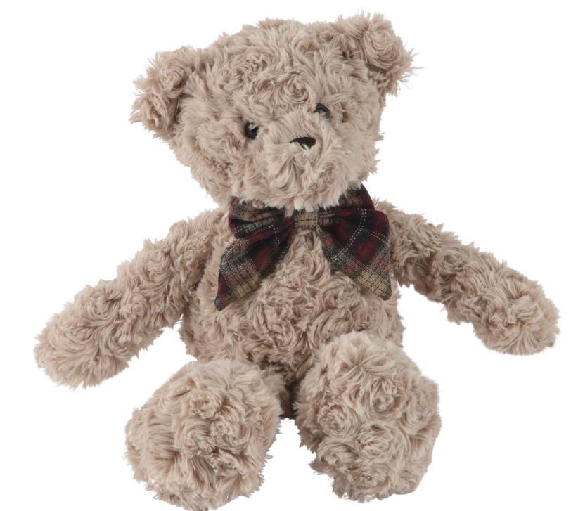 ORSO PELUCHE MARRONE FIOCCO A QUADRI  15X10XH.21CM