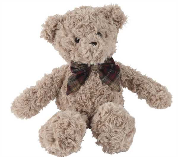 ORSO PELUCHE MARRONE FIOCCO A QUADRI  15X10XH.21CM