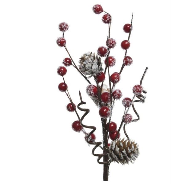 RAMO BACCHE IN SCHIUMA ROSSE GHIACCIATE 7X15XH.30CM