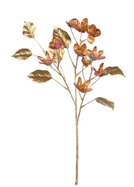 RAMO MAGNOLIA CON FOGLIA ORO IN POLIESTERE 16X8XH.73CM