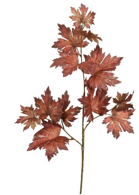 RAMO POLIESTERE FOGLIA D'ACERO 36X12XH.96CM