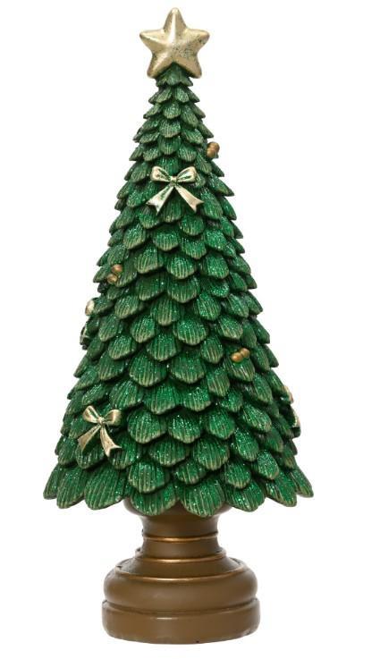ALBERO IN POLIRESINA CON GLITTER VERDE 10 X 10 X H.23CM