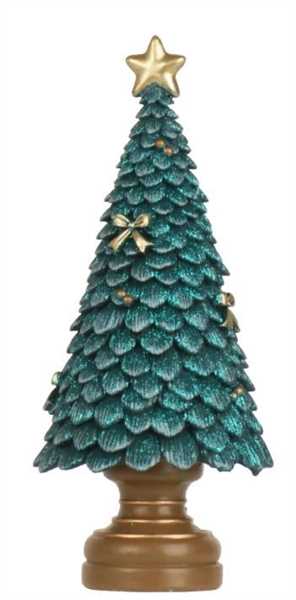 ALBERO IN POLIRESINA CON GLITTER  SMERALDO D.10XH.23CM