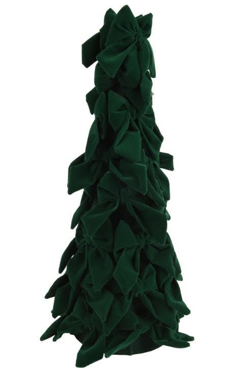 ALBERO CON FIOCCHI IN VELLUTO VERDE 13X H.45CM