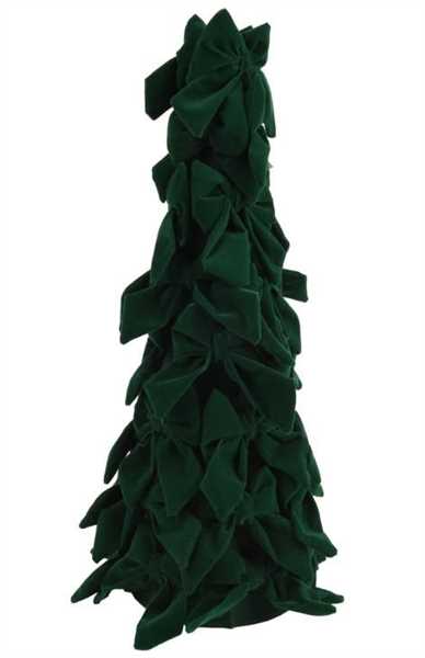 ALBERO CON FIOCCHI IN VELLUTO VERDE 13X H.45CM