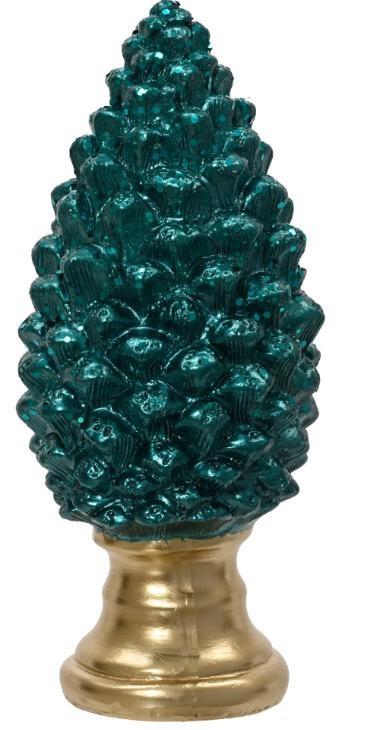 PIGNA IN POLIRESINA C/GLITTER VERDE E ORO 9X9.5XH.20.5CM
