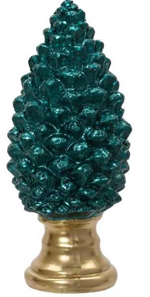 PIGNA IN POLIRESINA C/GLITTER VERDE E ORO 9X9.5XH.20.5CM