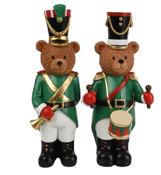 ORSO IN POLIRESINA CON TAMBURO  ASS. 11X9.5X H.33.5CM