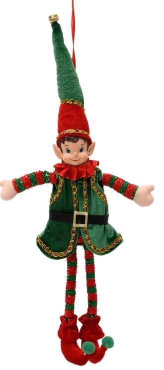 ELFO IN POLIESTERE ROSSO/VERDE 10X5X H.39CM