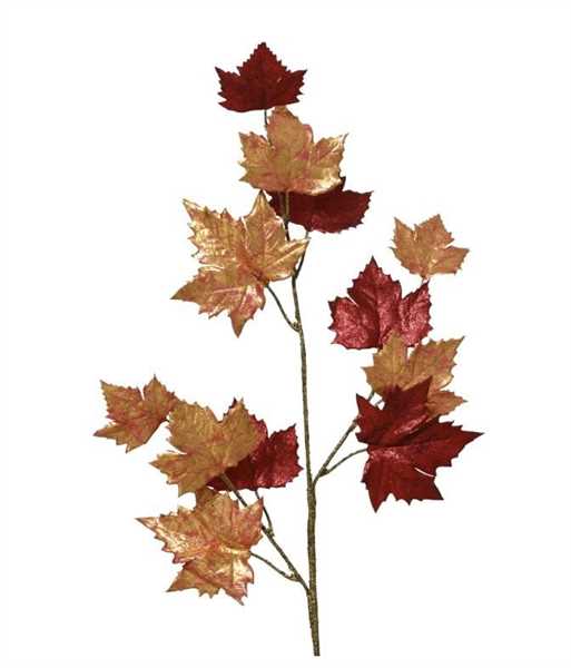 RAMO FOGLIE D'ACERO METALLIC GLITTER CM.31X6X100H BURGUNDY