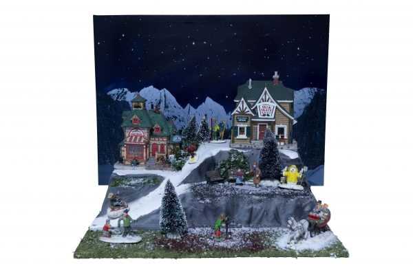 POSTER CANVAS ILLUMINATO LED PAESAGG. MONTAGNA NOTTE 76X56CM