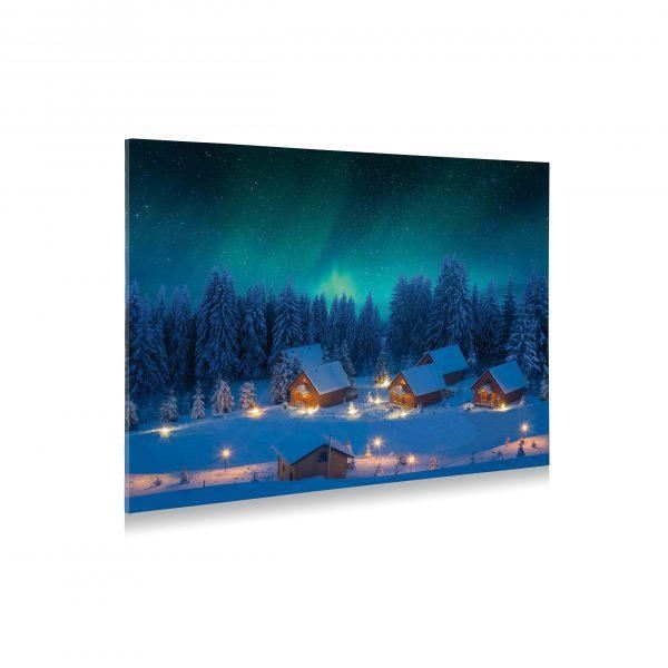 POSTER CANVAS ILLUMINATO LED EFFETTO LUCE NORD 76X56 CM