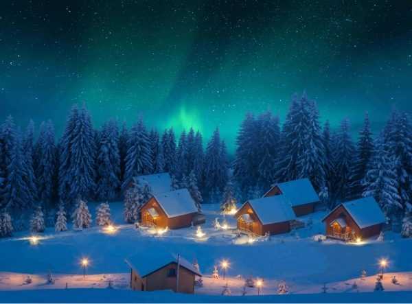 POSTER CANVAS ILLUMINATO LED EFFETTO LUCE NORD 76X56 CM