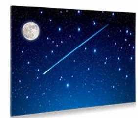 POSTER CANVAS ILLUMINATO LED LUNA E STELLA CADENTE 76X56CM
