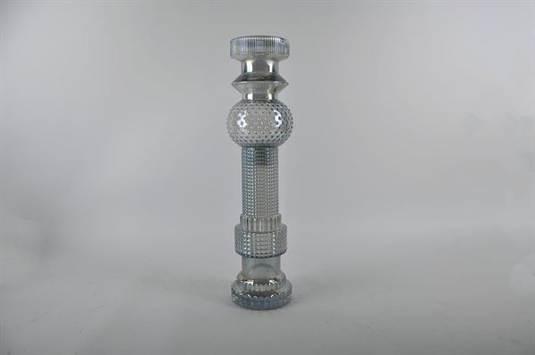 PORTA CANDELA VETRO CANESTRA 49cm GRIGIO