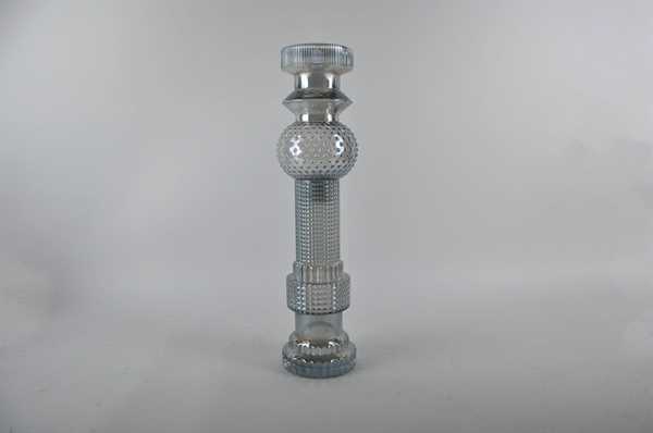 PORTA CANDELA VETRO CANESTRA 49cm GRIGIO