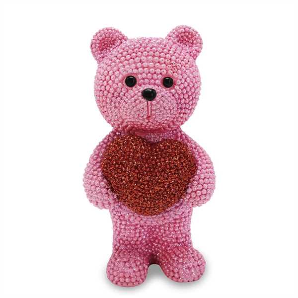 ORSETTO CUORE RESINA 15cm ROSA
