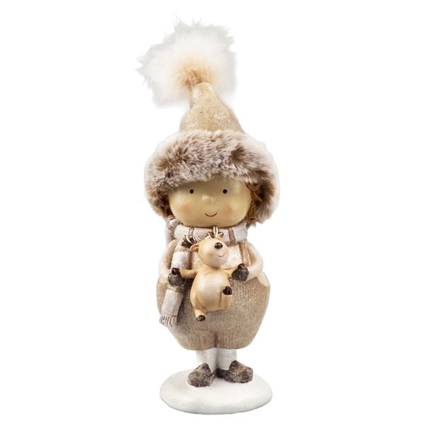 DECORO RESINA TESSUTO Baby-Reindeer 24cm