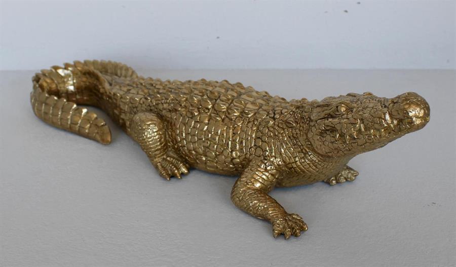 COCCODRILLO RESINA 43cm ORO