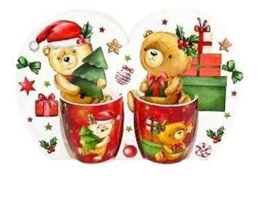 SET 2 TAZZINE ORSO NATALIZIO  PORCELLANA