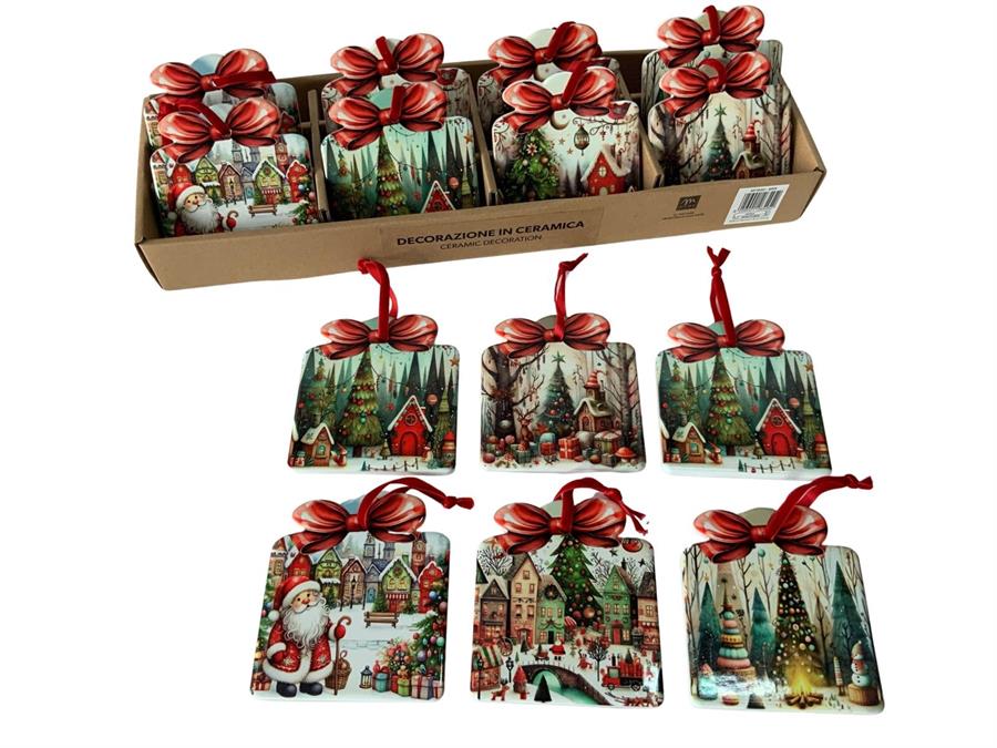 PENDENTE NATALE REGALO IN CERAMICA CM.10X11