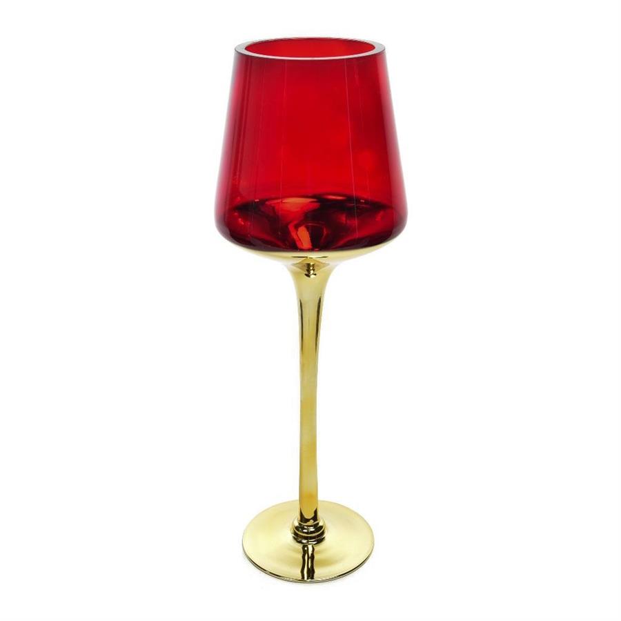 PORTACANDELA IN VETRO ALTO ORO 14XH.40CM