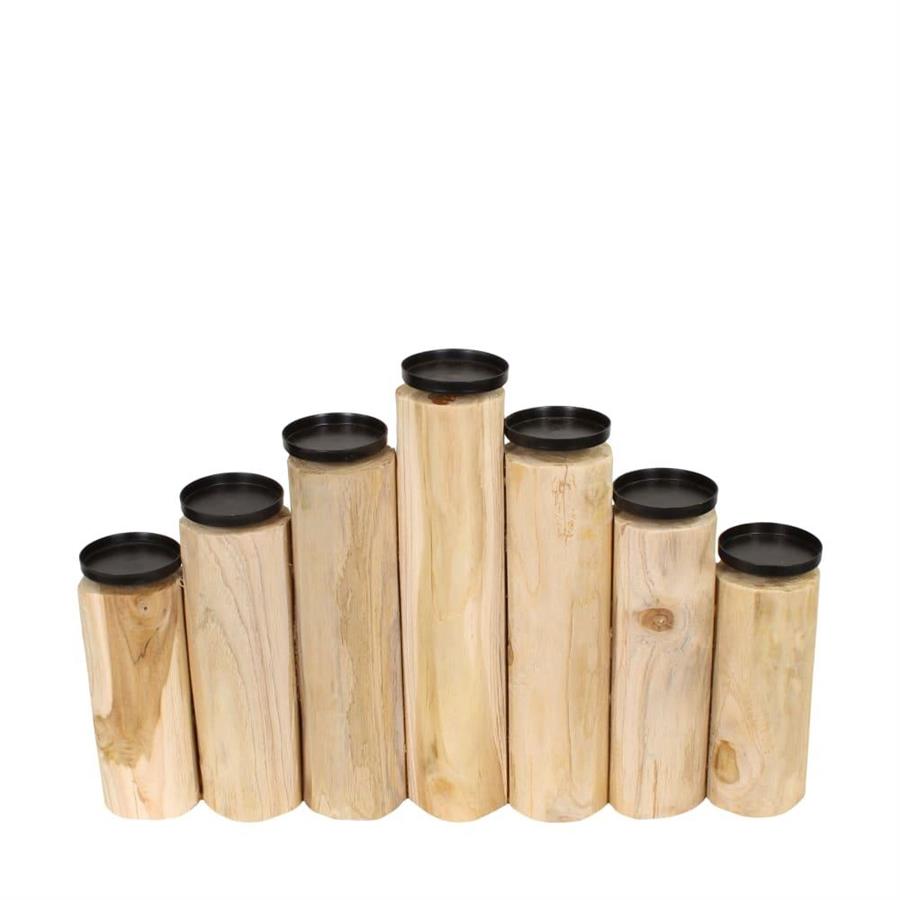 PORTA CANDELE LEGNO NATURALE CM.58x9x38