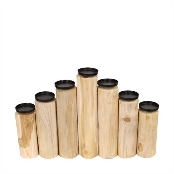 PORTA CANDELE LEGNO NATURALE CM.58x9x38