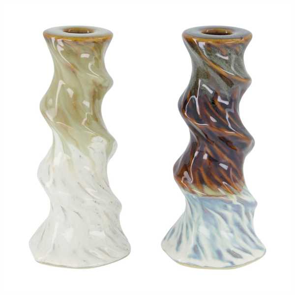 PORTACANDELA CERAMICA DA TAVOLA CM.8x8x17.5 ASS.2 COL.