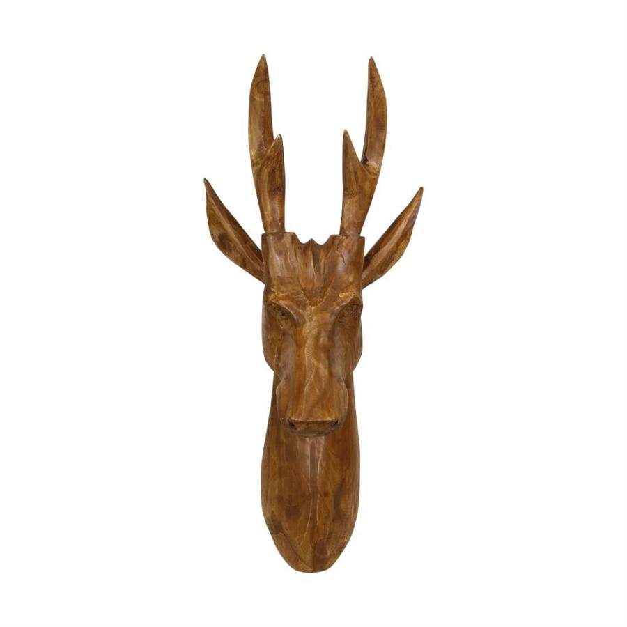 DECORO PARETE TESTA RENNA TEAK CM.30x30x68